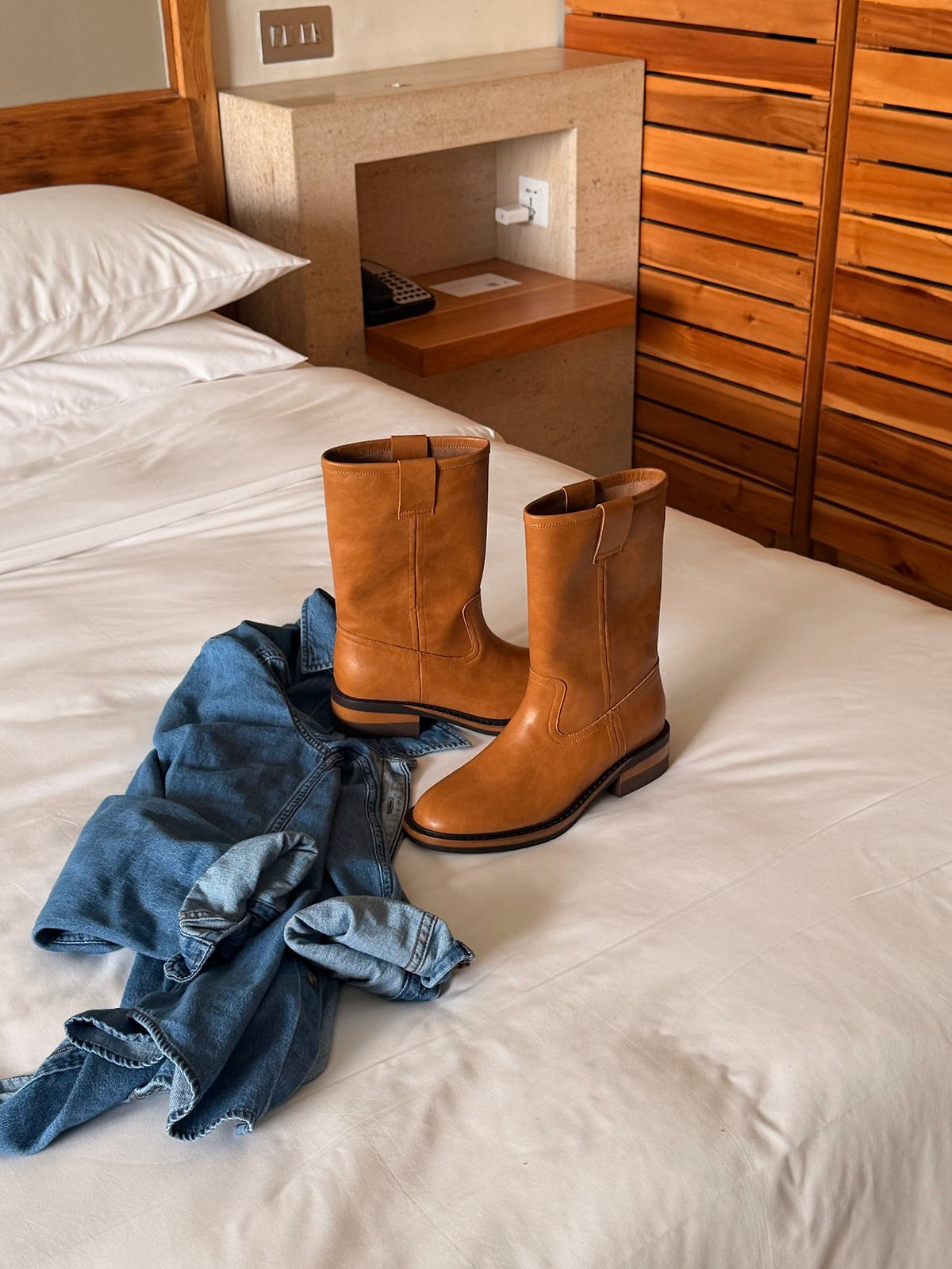 workwear leather boots-2col