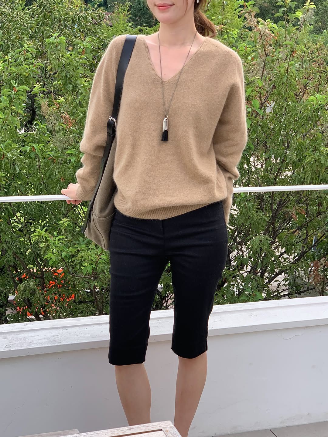 Hills fox wholegarment V-neck knit-3col