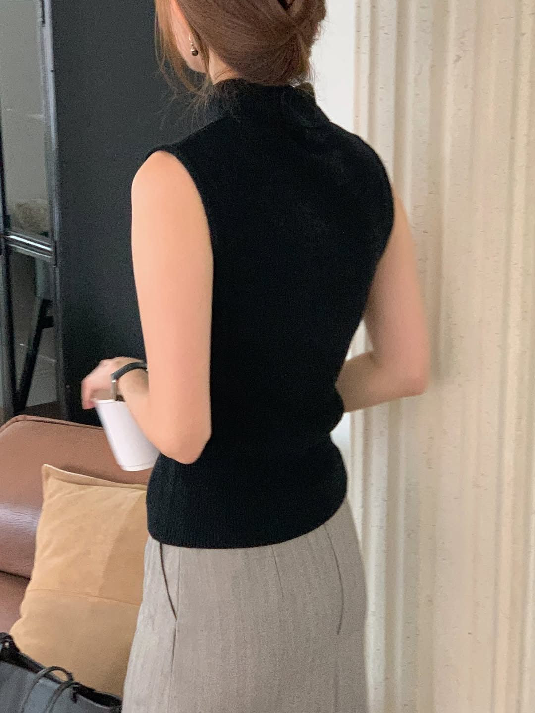 Chloe collar sleeveless knit-2col