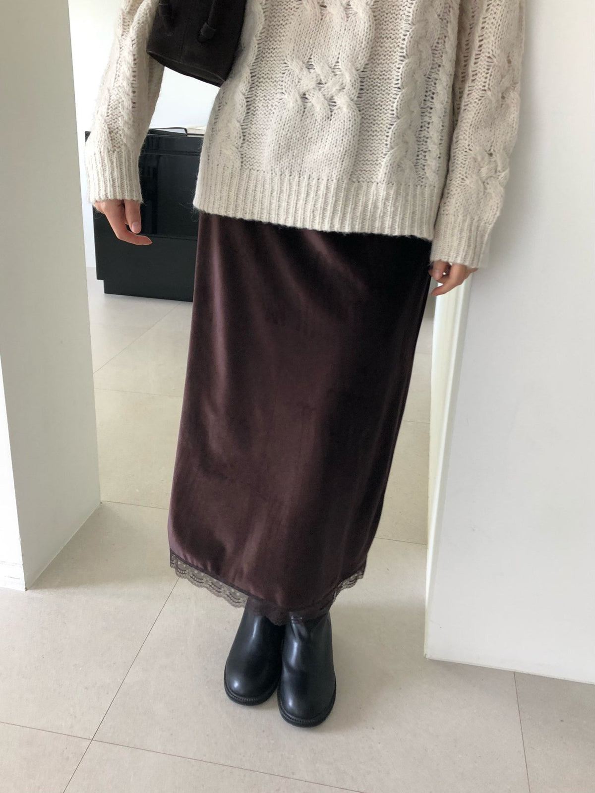 rendy velvet skirt-2col