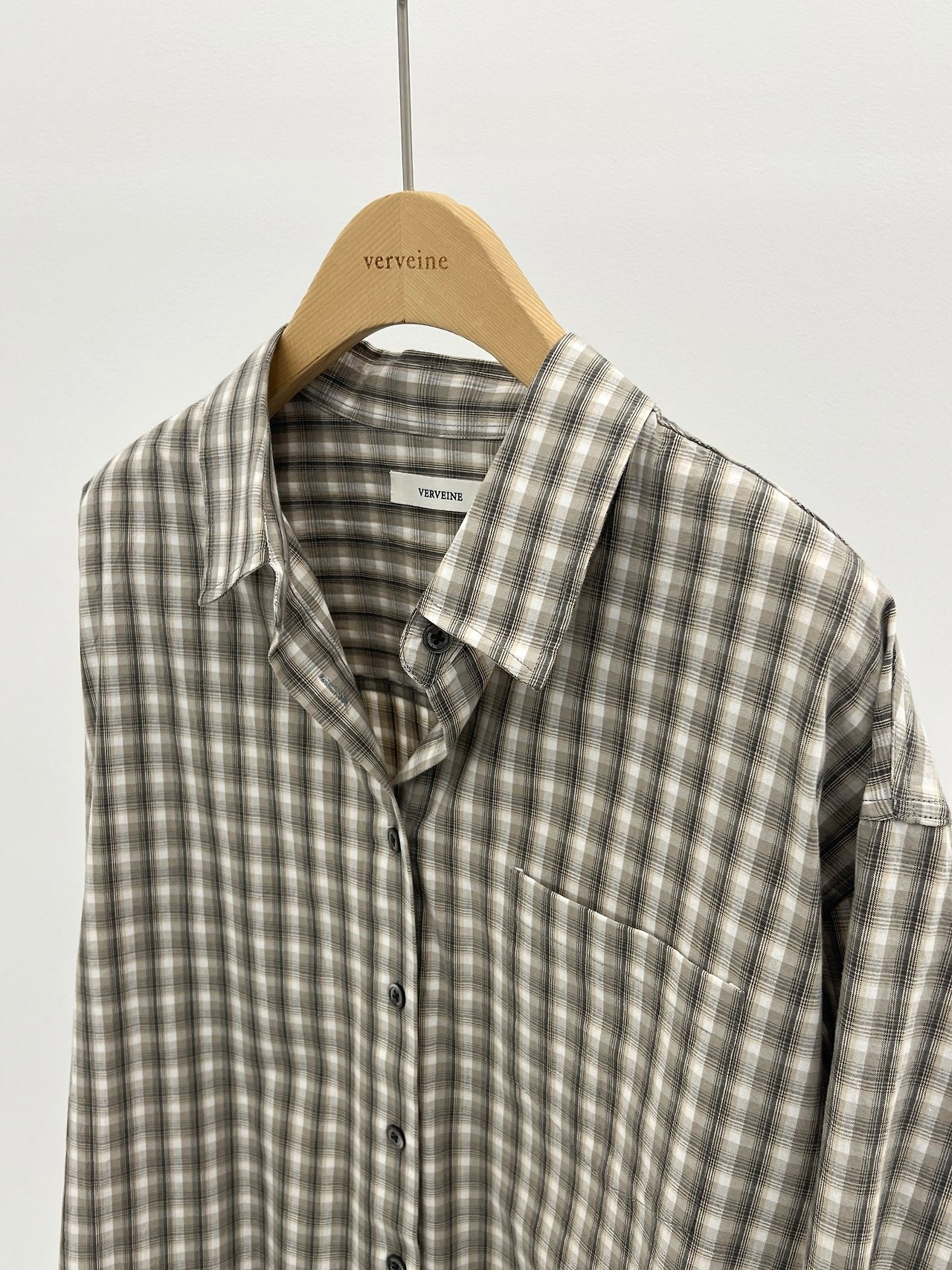 lucen check cotton shirt-2col