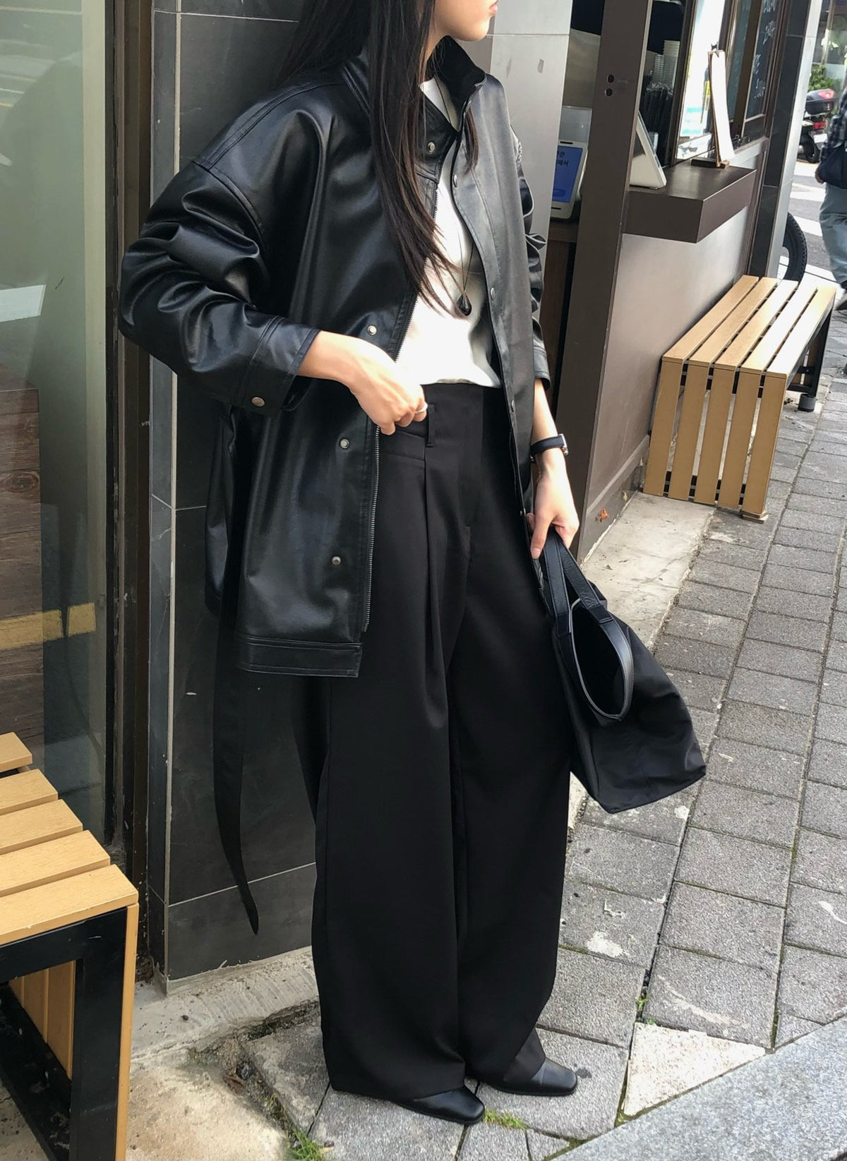 paris half leather jacket