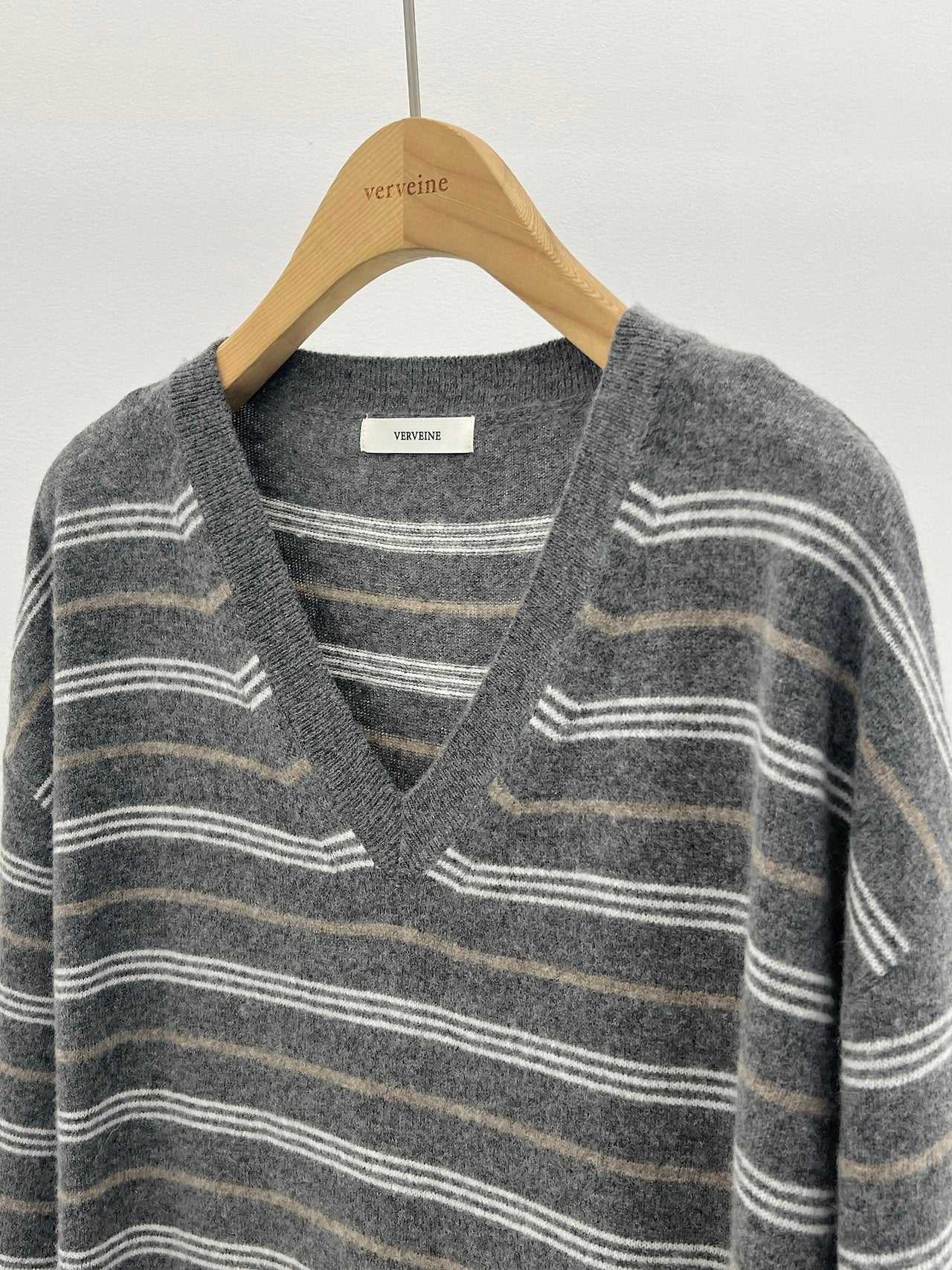 More cashmere stripe knit-2col
