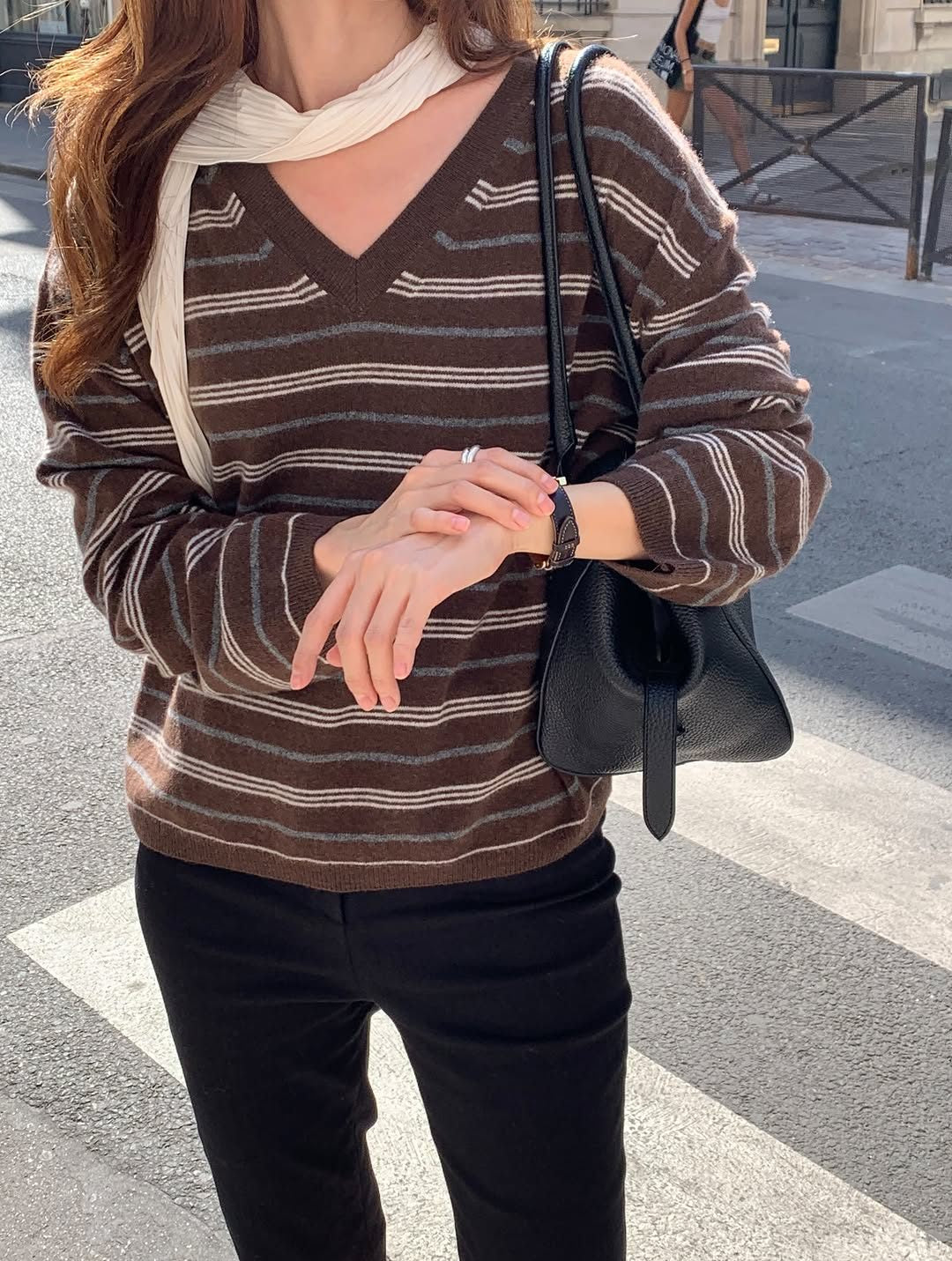More cashmere stripe knit-2col