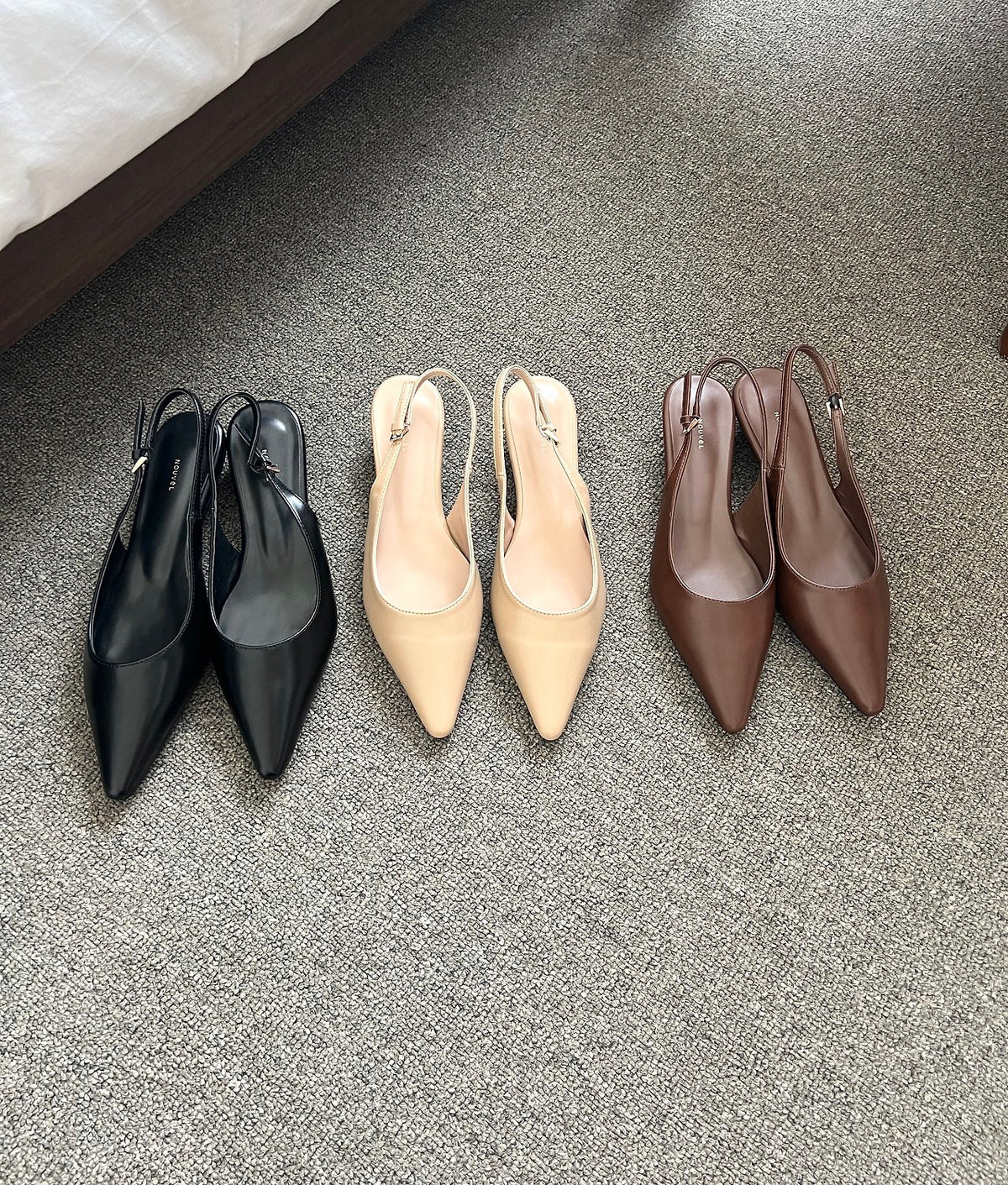Wedge sling back with pointed toe