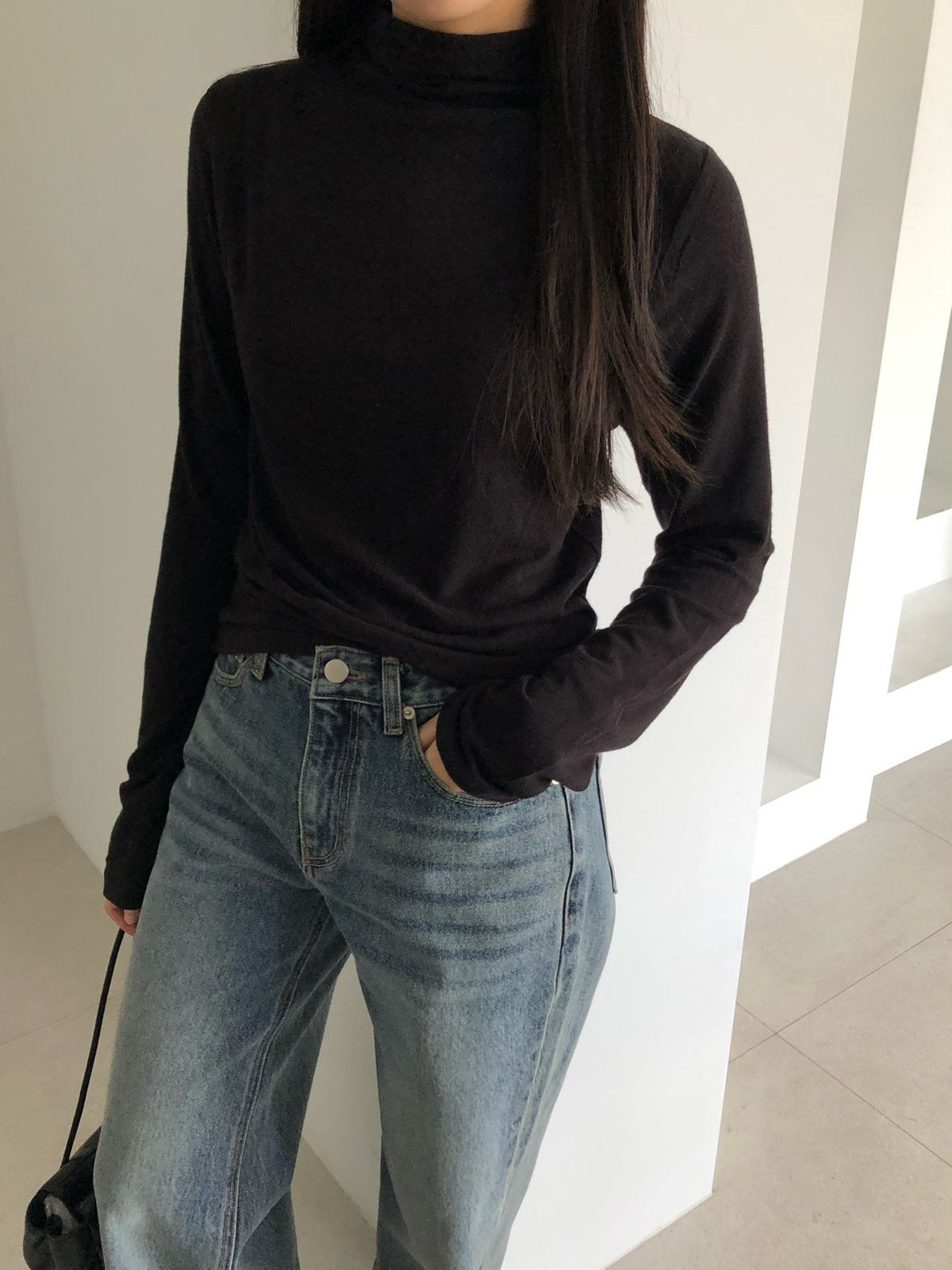 angora button 2way polo T-3col