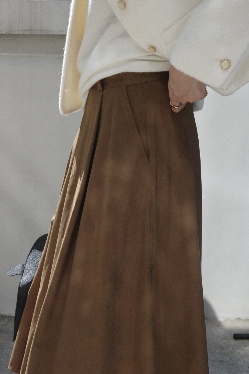 Rouelle suede flare skirt-2col