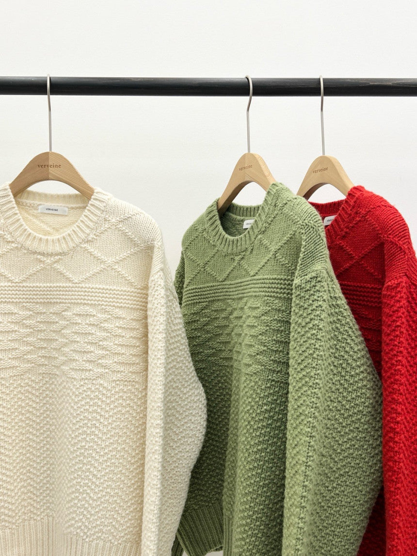 Brick wool cable knit-3col