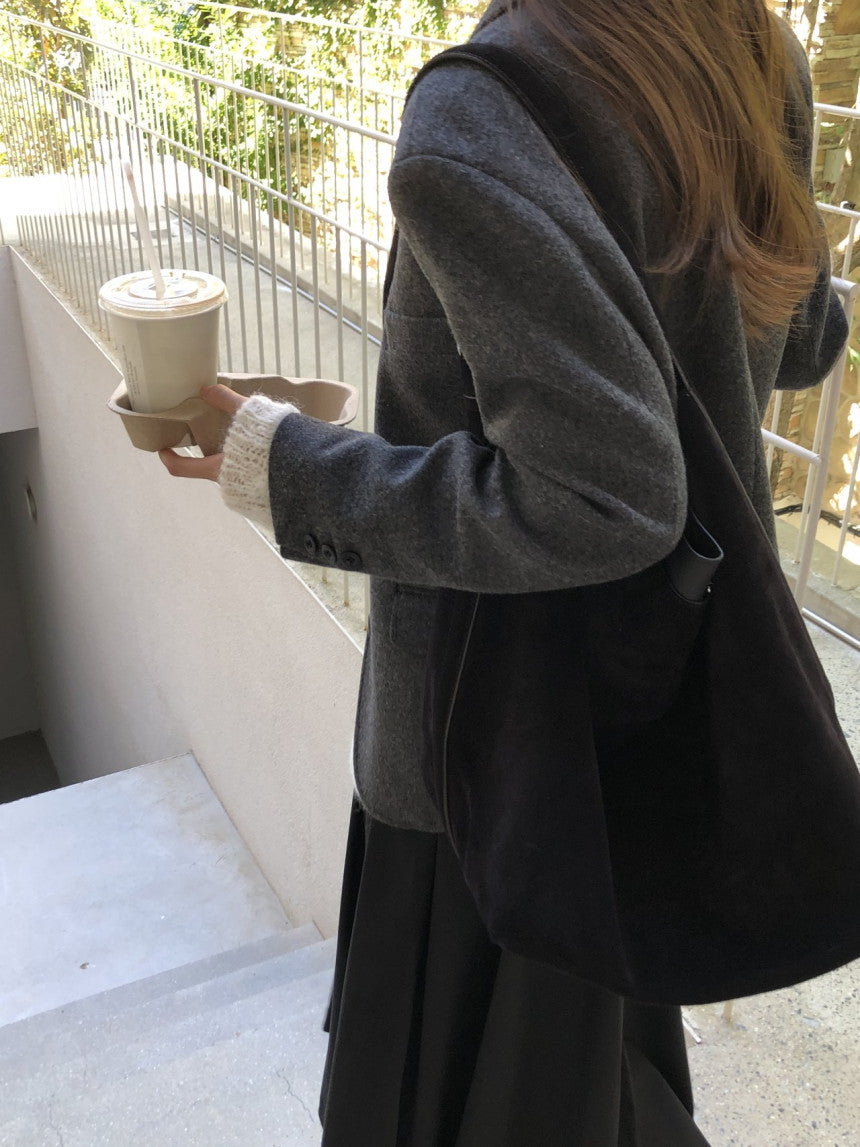Chestnut wool blazer jacket-2col