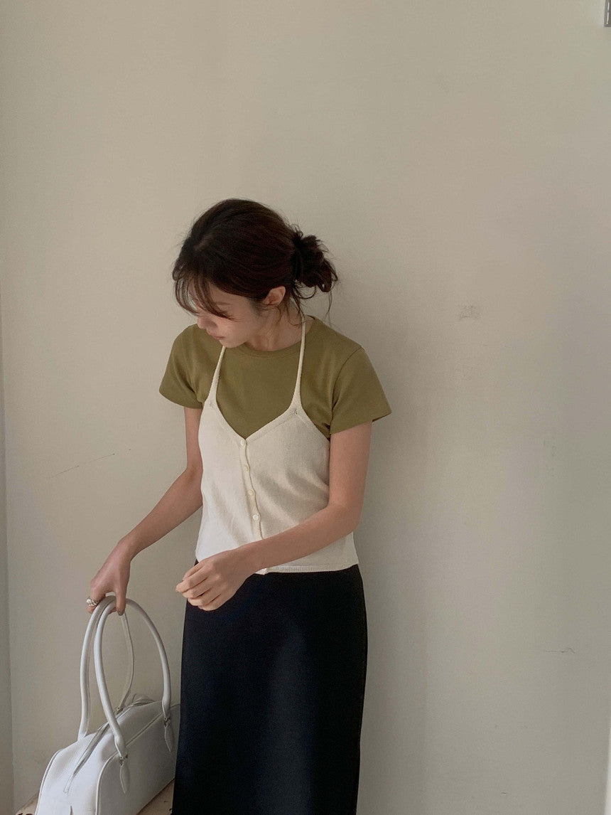 basic halter sleeveless-5col