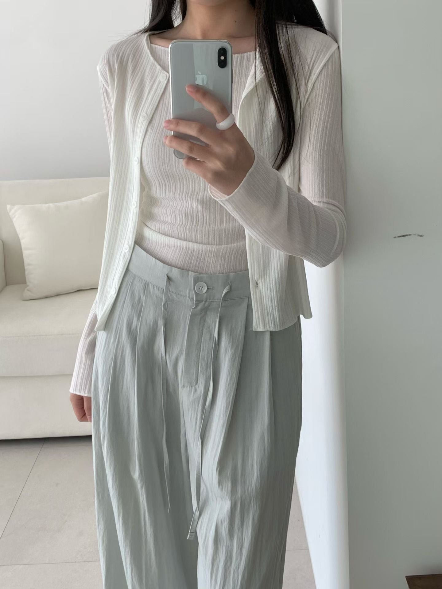Very sleeveless&cardigan set-2col