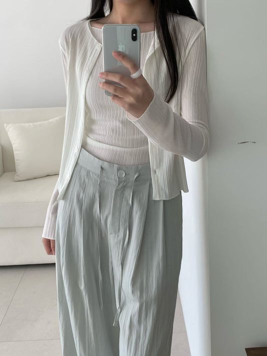 Very sleeveless&cardigan set-2col