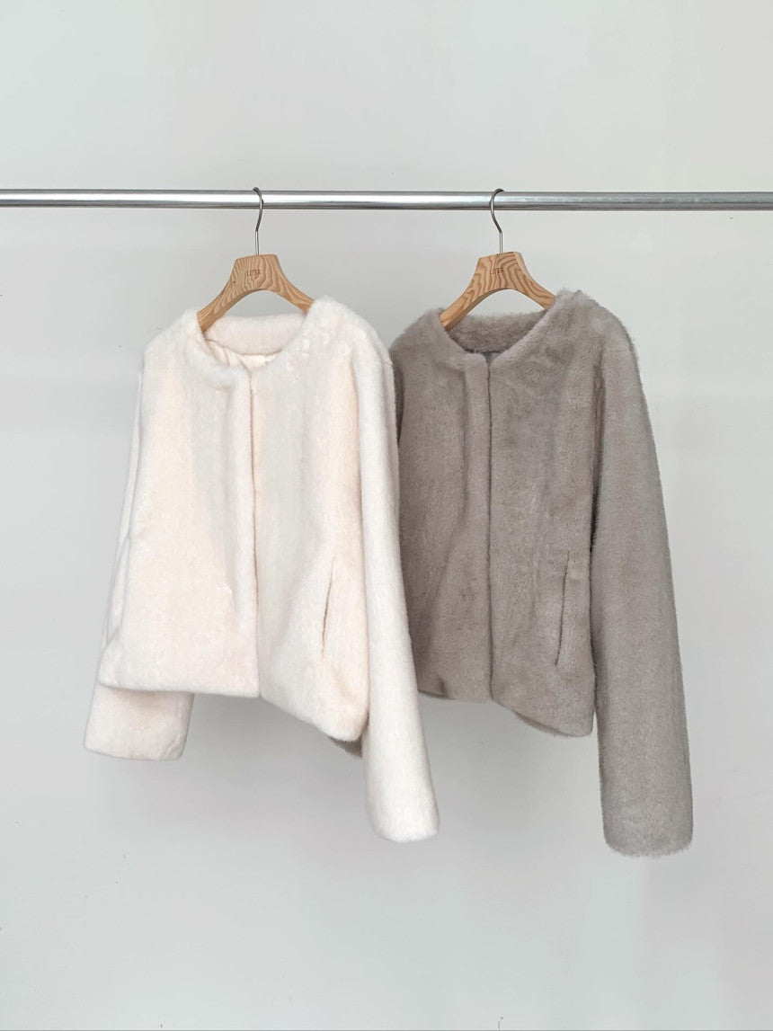 liter sand mink fur jacket-2col