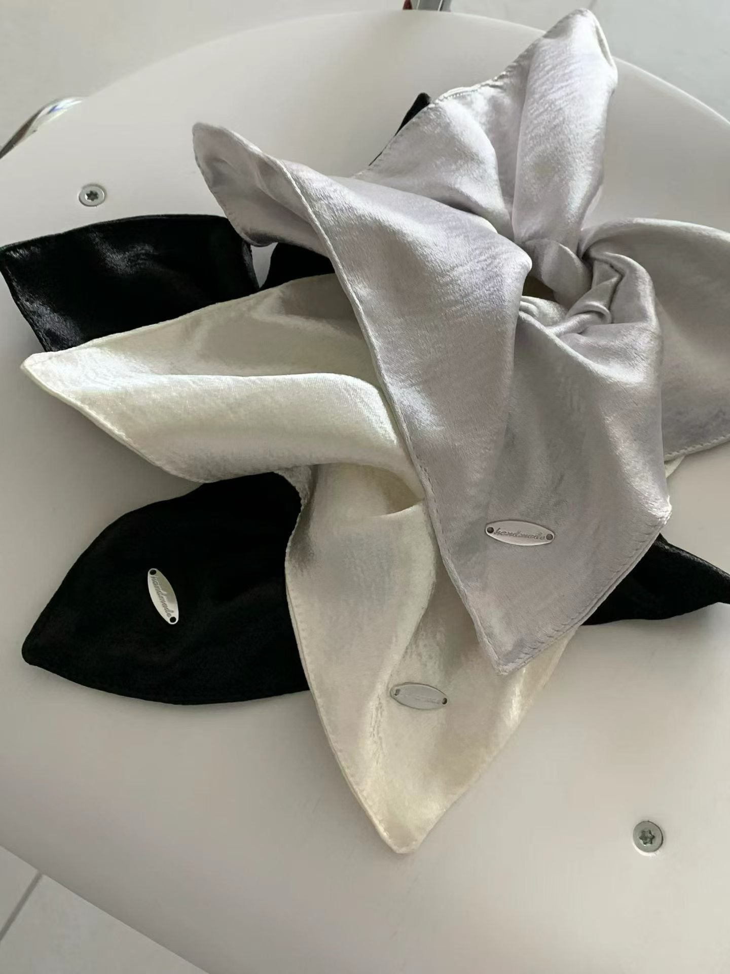Silver Square Scrunchies