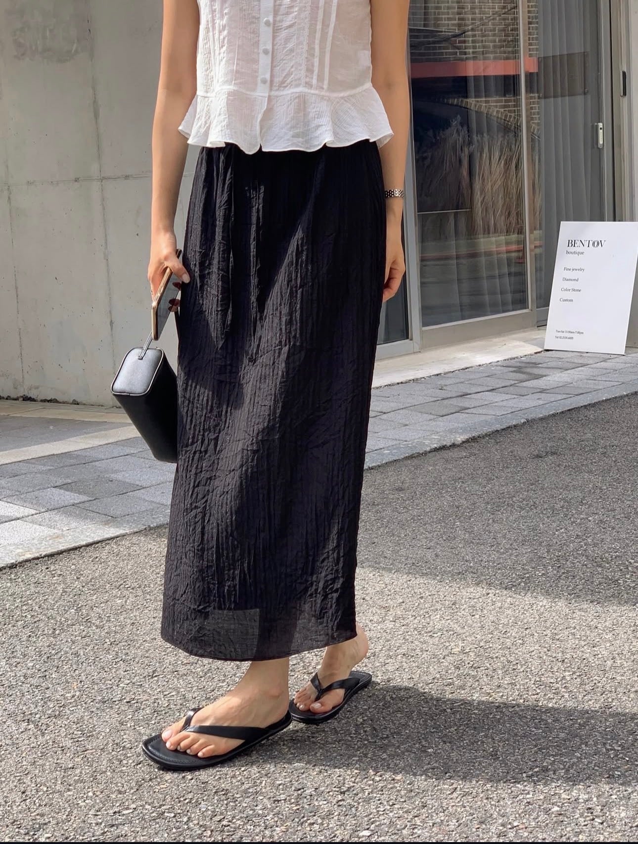 liter pomy shiny wrinkle skirt-2col