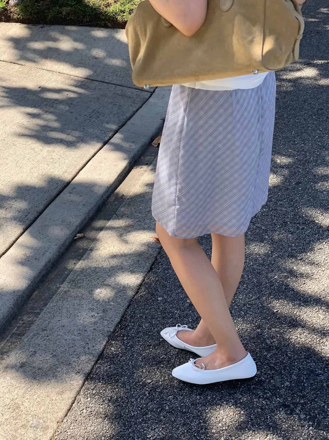 Loen check midi skirt-3col
