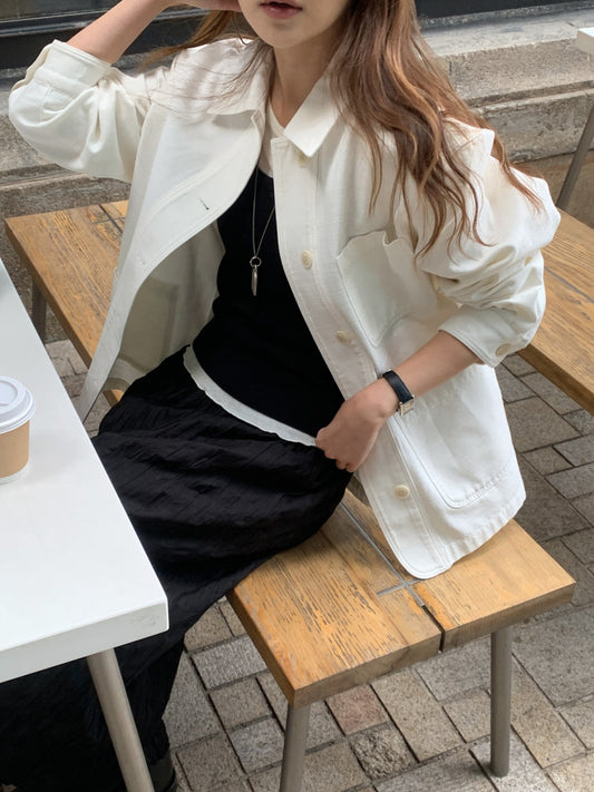 Soft bio slub half jacket-2col