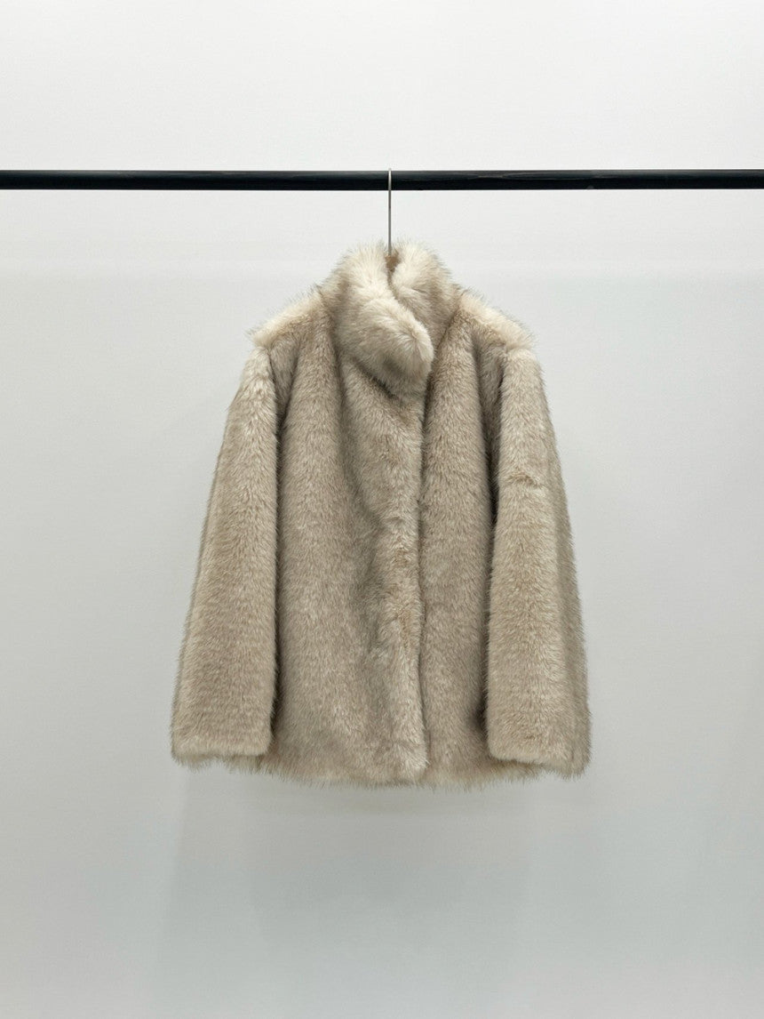 Birkin high neck linkning soft fur jacket