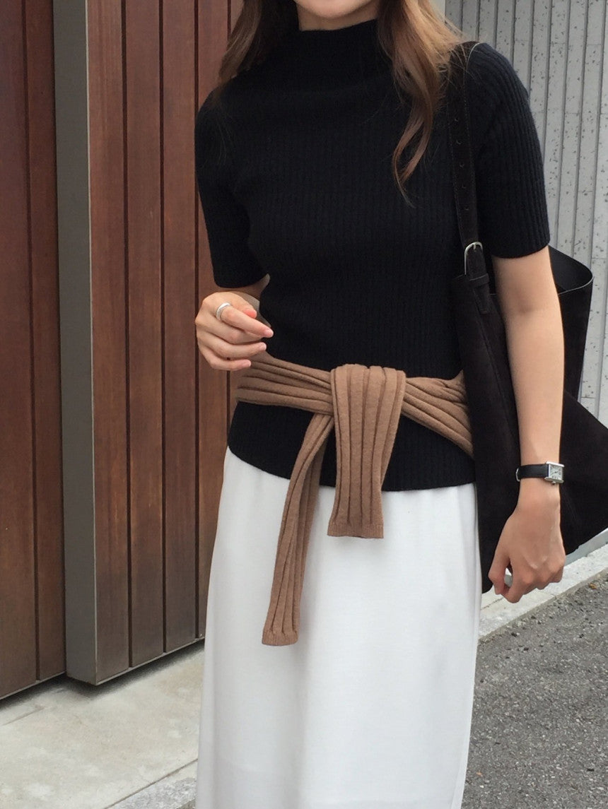 cashmere mockneck half knit-5col