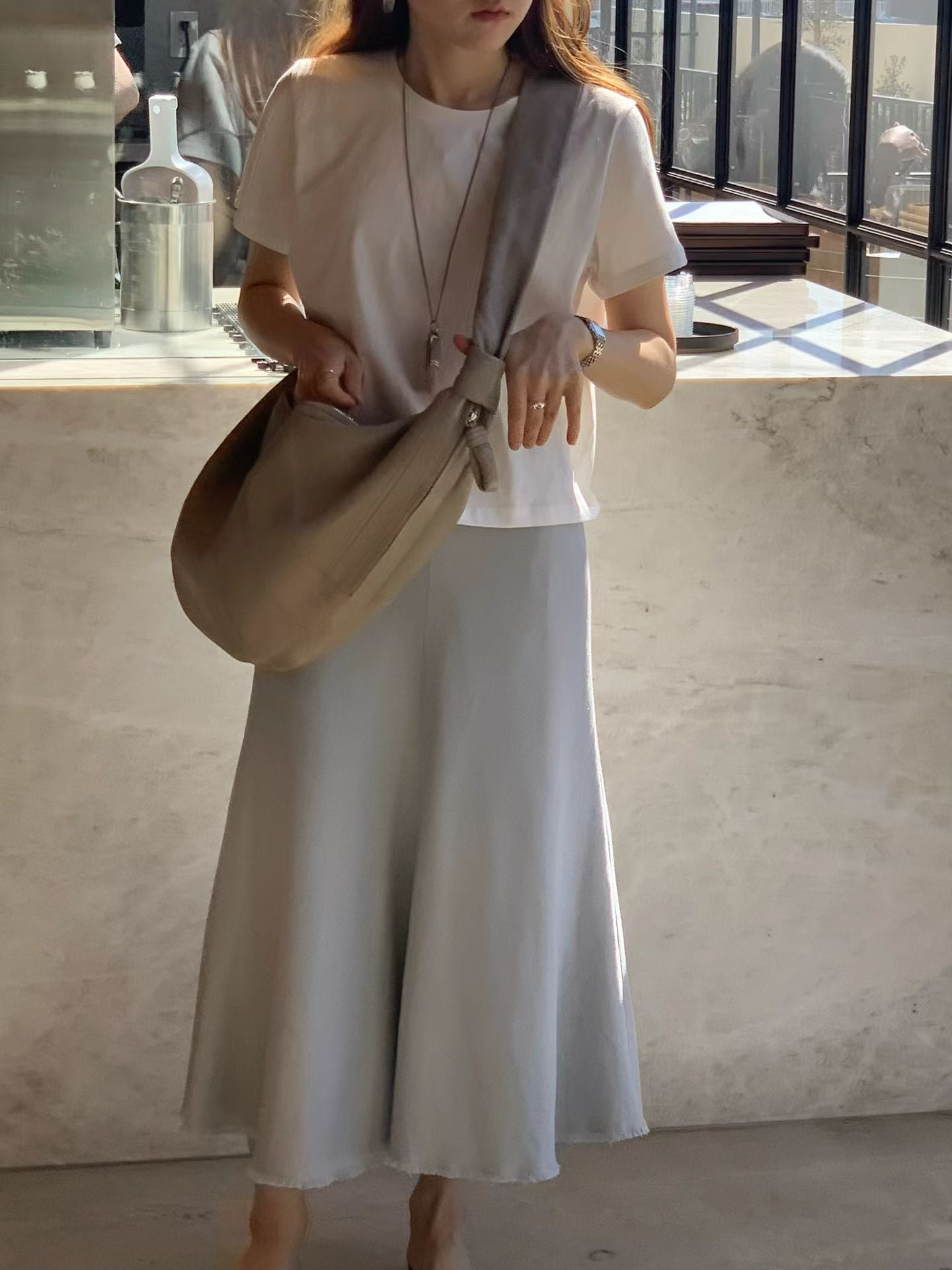 Ounce linen fringe skirt-2col