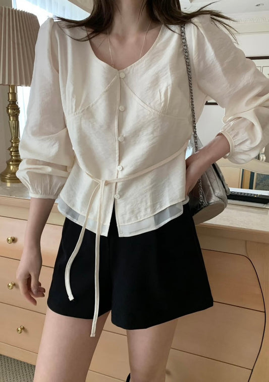 Rumi shirring blouse-3col