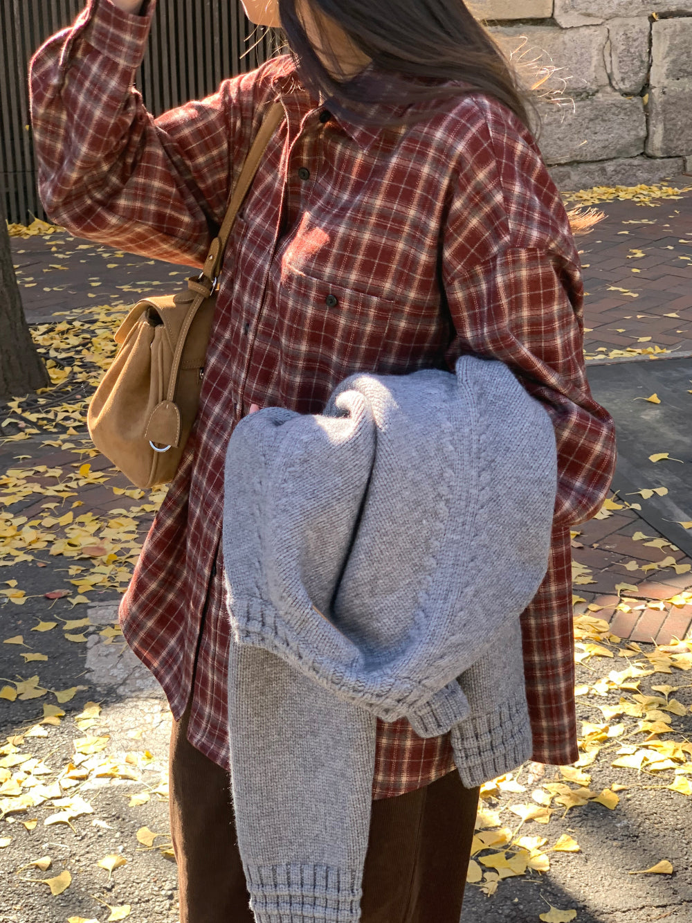 tan check gimo shirt-3col