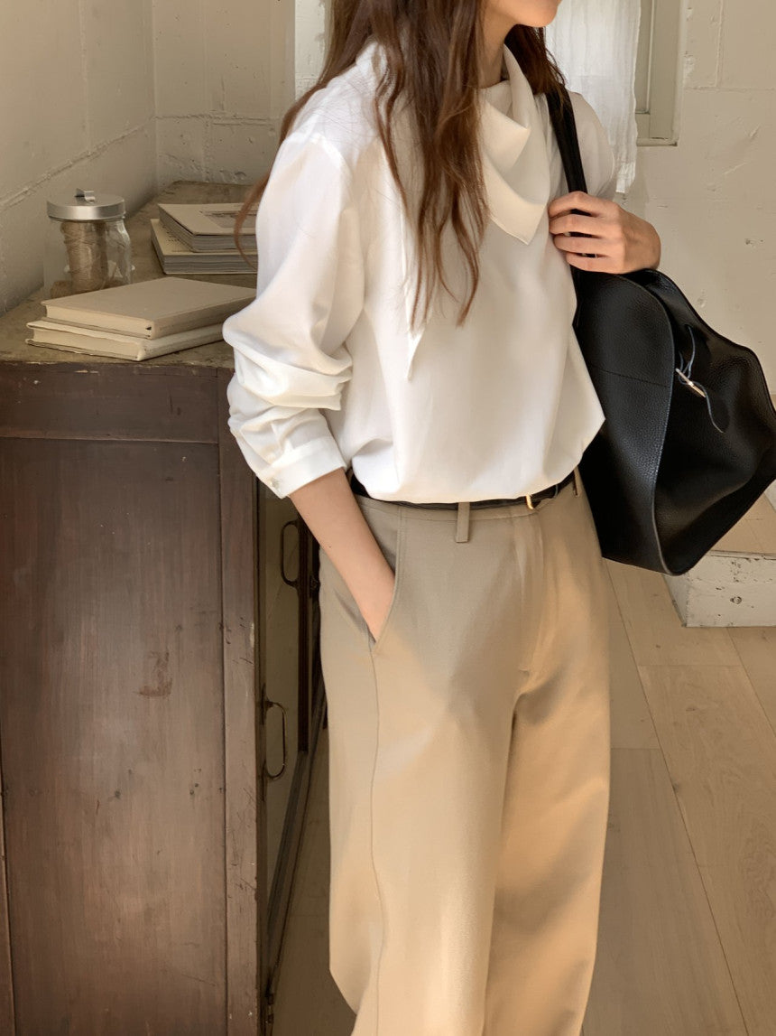 Luna brushed tencel scarf blouse-2col