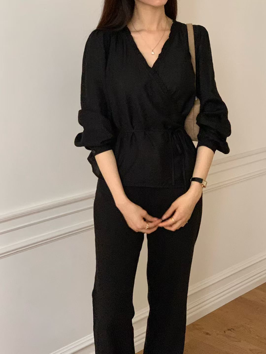 Rina wrap blouse-3col