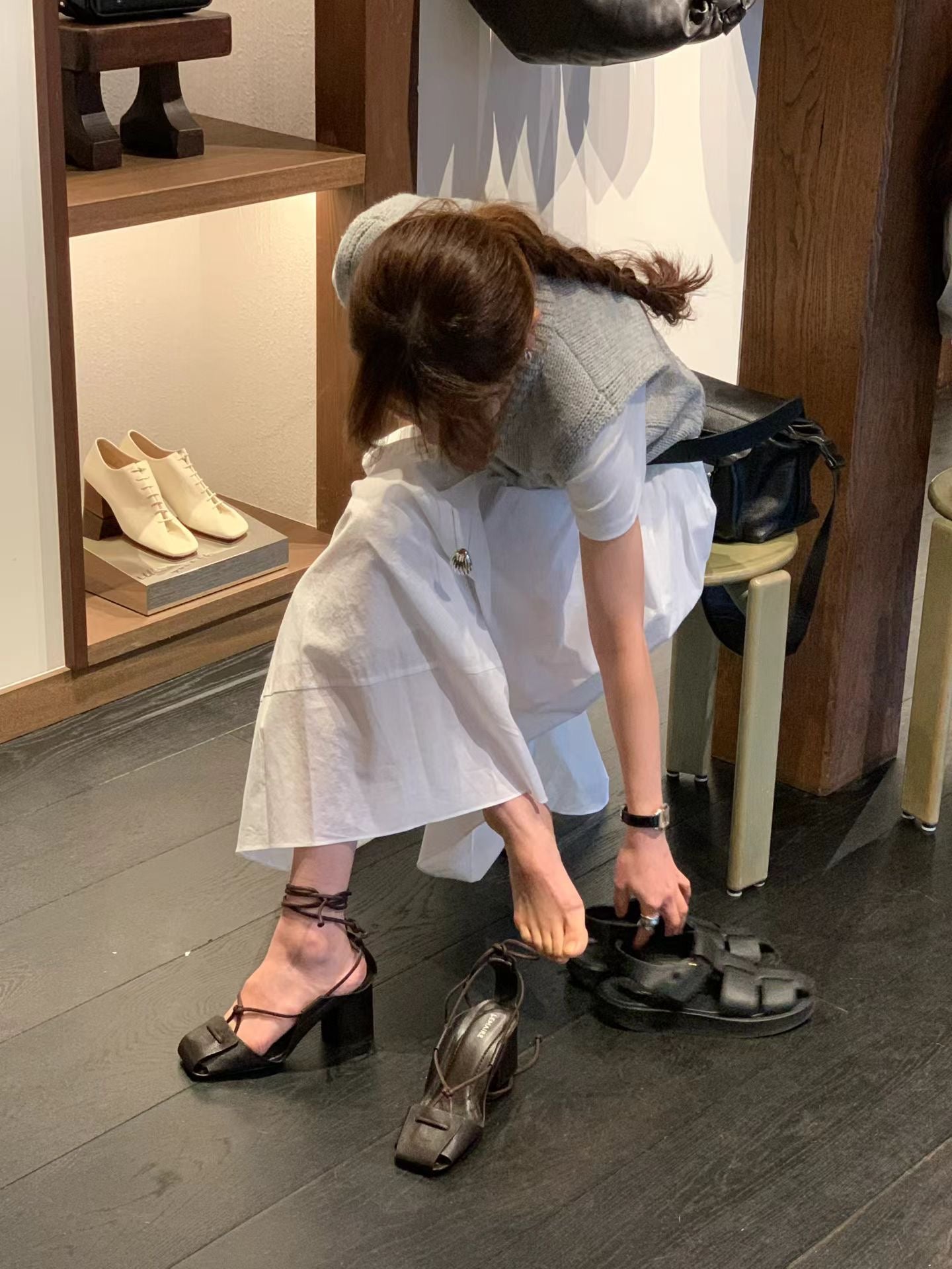 Ounce letter shirring skirt-2col