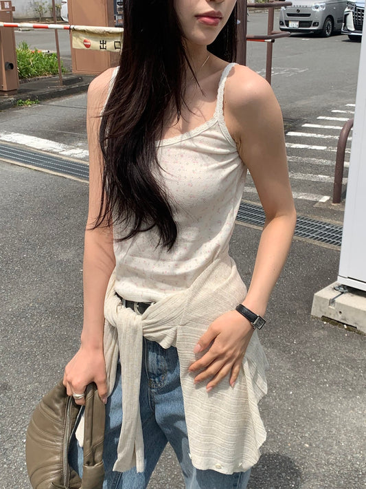 Rose punching lace sleeveless