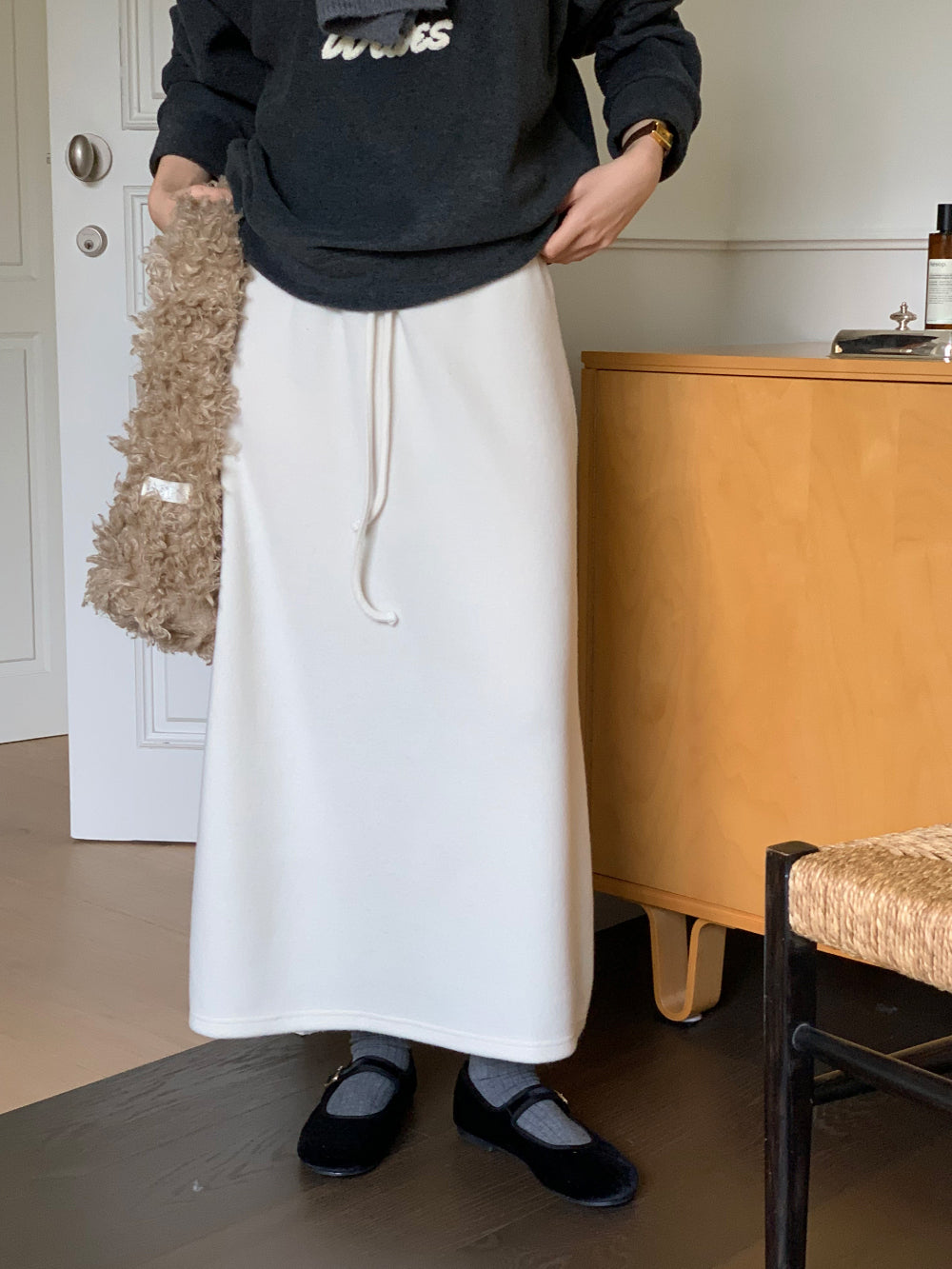 wool maxi skirt-3col