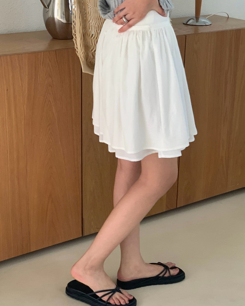 Sally layered tencel short skirt-2col