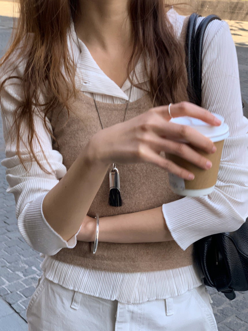 Amel pleats round cardigan-2col