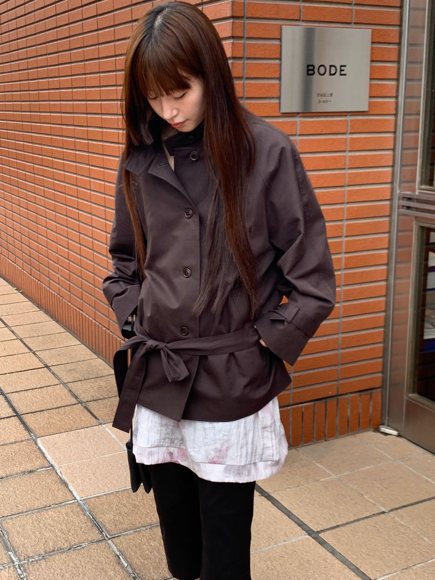 low-belted trench coat-2col