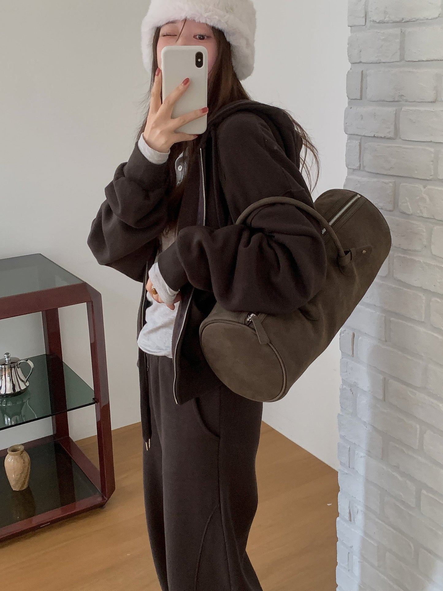 Essential gimo hood zip-up&pants&skirt-3col