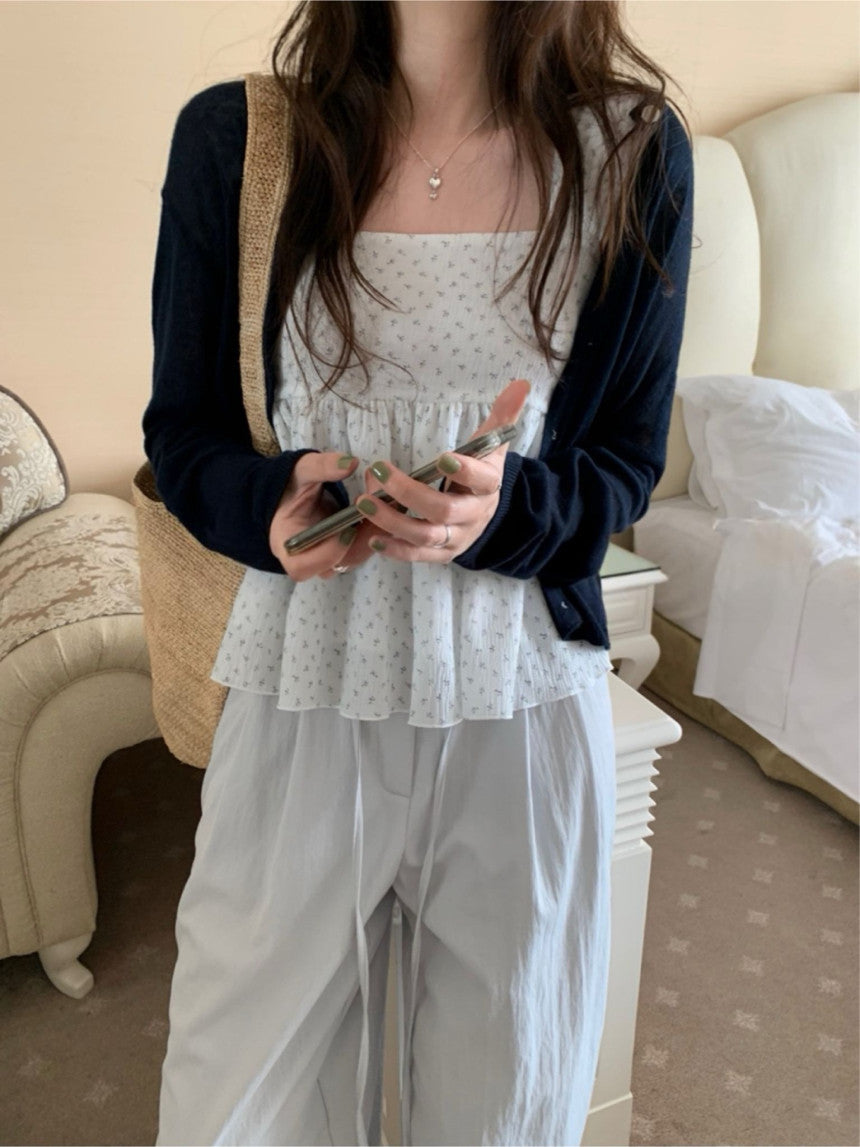linen round cardigan-5col