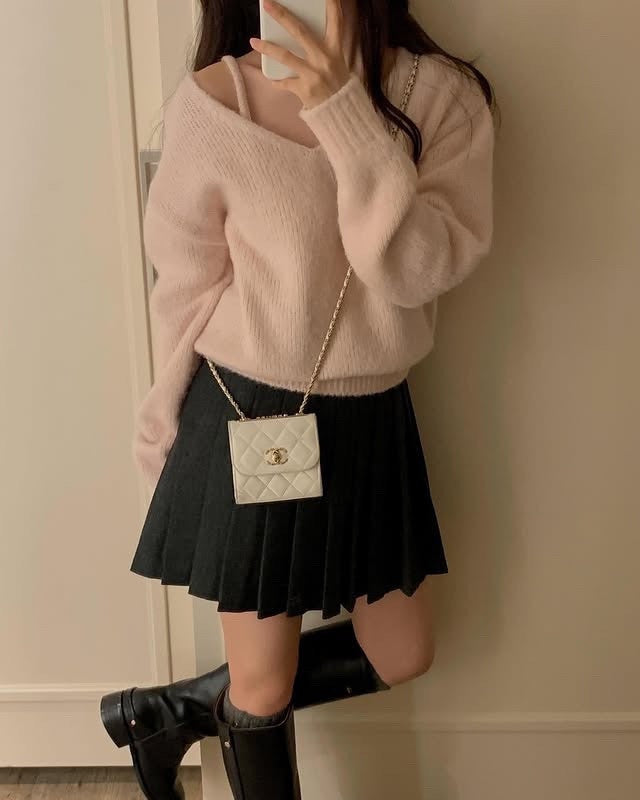 Banny v neck knit&Bustier-3col