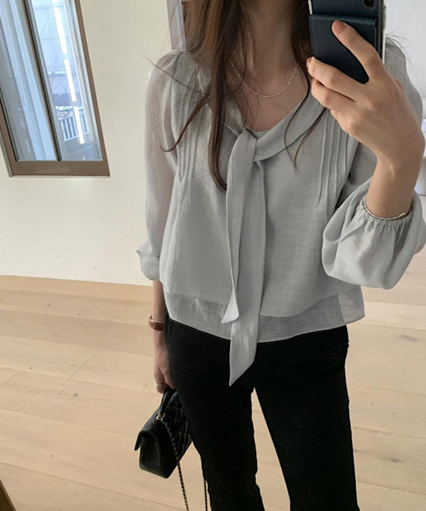 rose tie blouse-2col