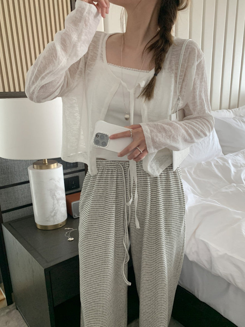see-through strap cardigan-3col