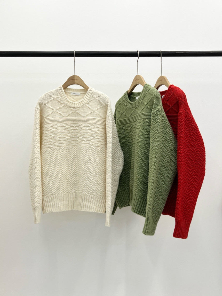 Brick wool cable knit-3col