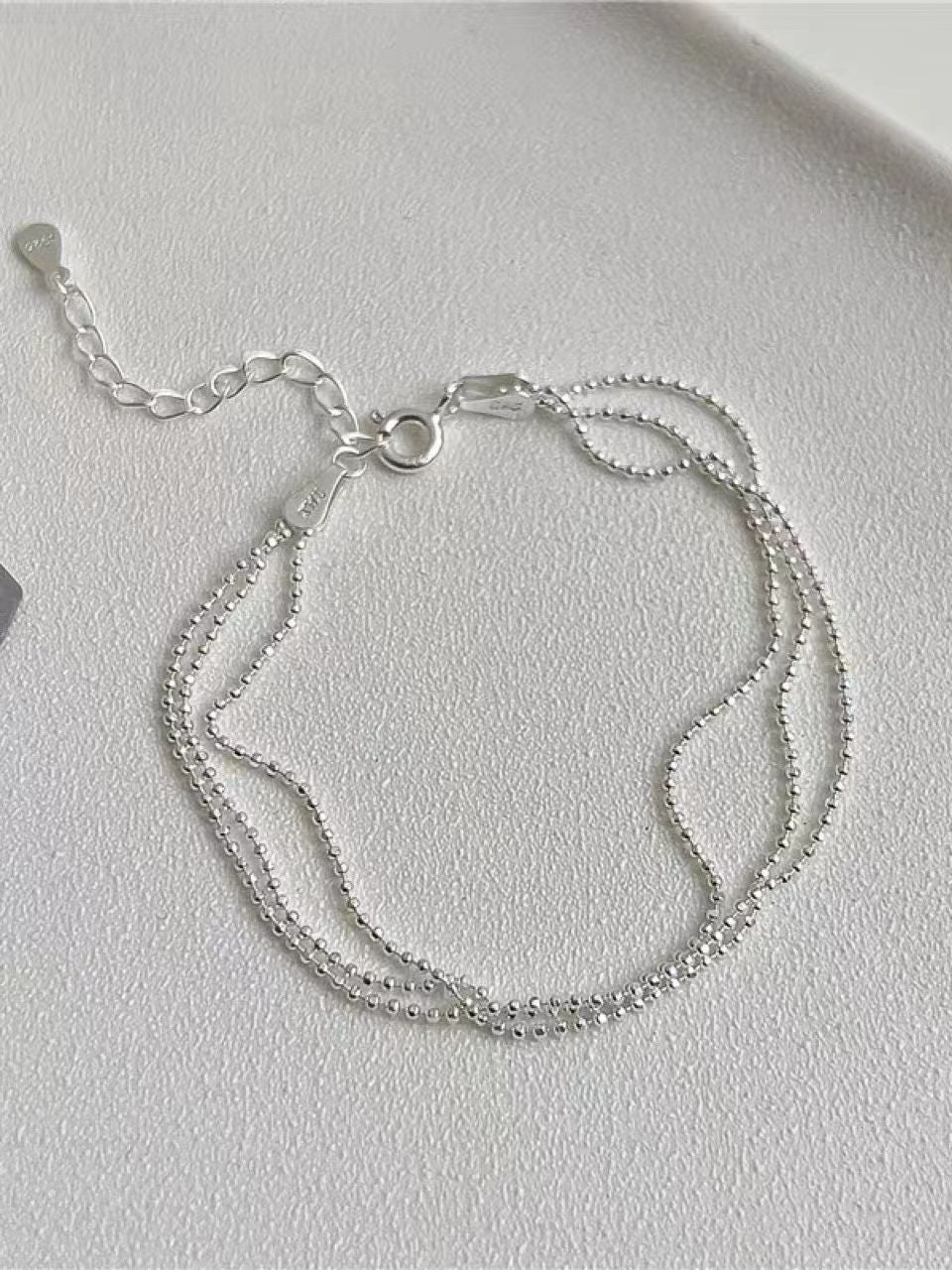 3 Silver Ball Layered Bracelet