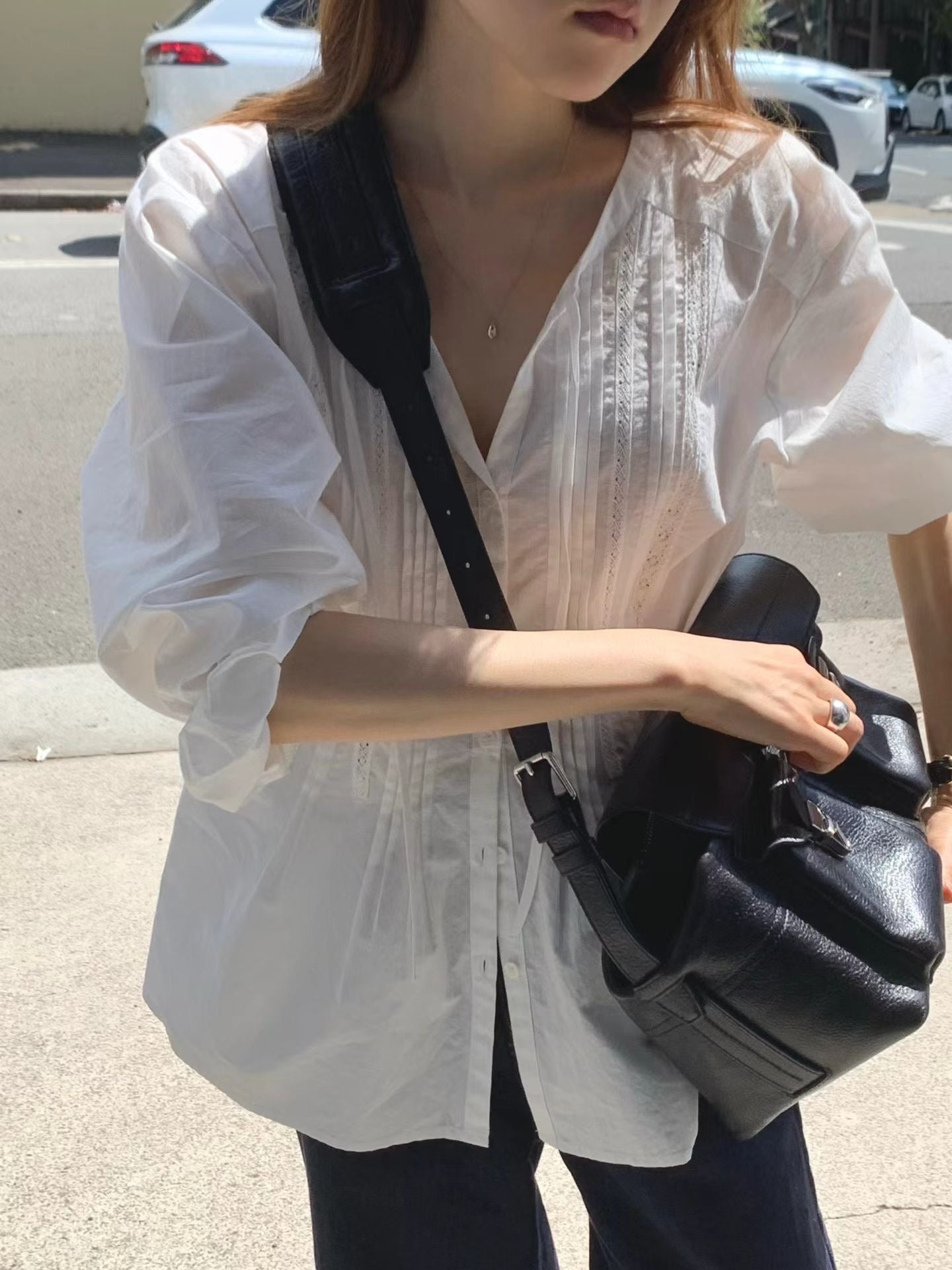 即納 Ounce kity pintuck blouse