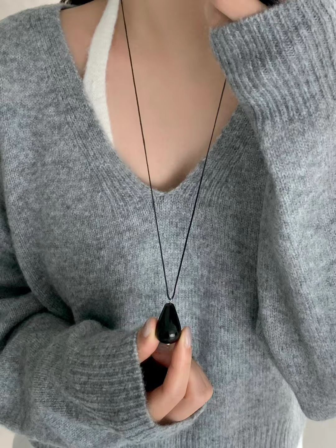 black water drop necklace