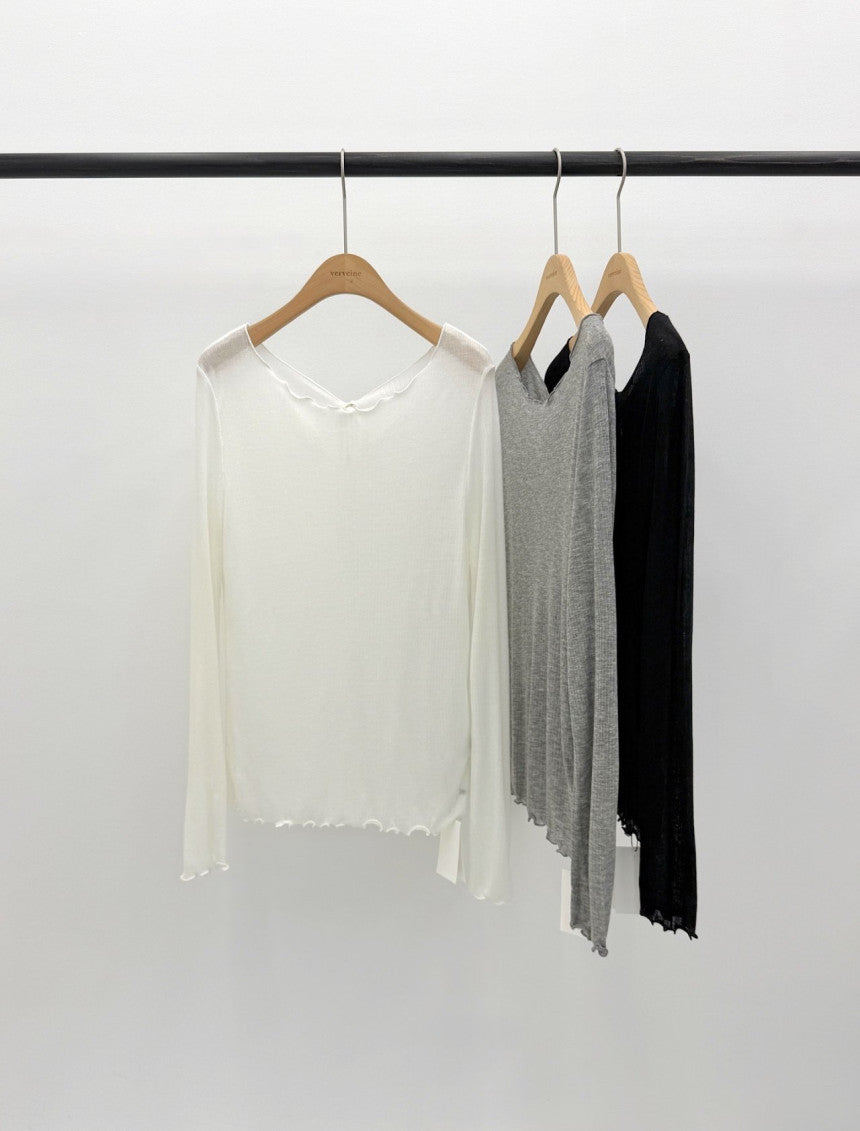Ribbon frill tencel wool T-3col