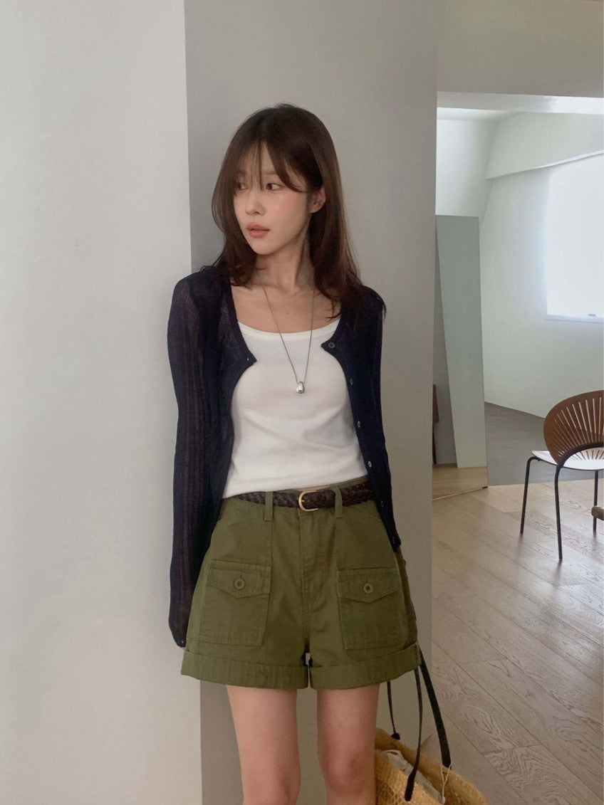 Oxford half pants-2col