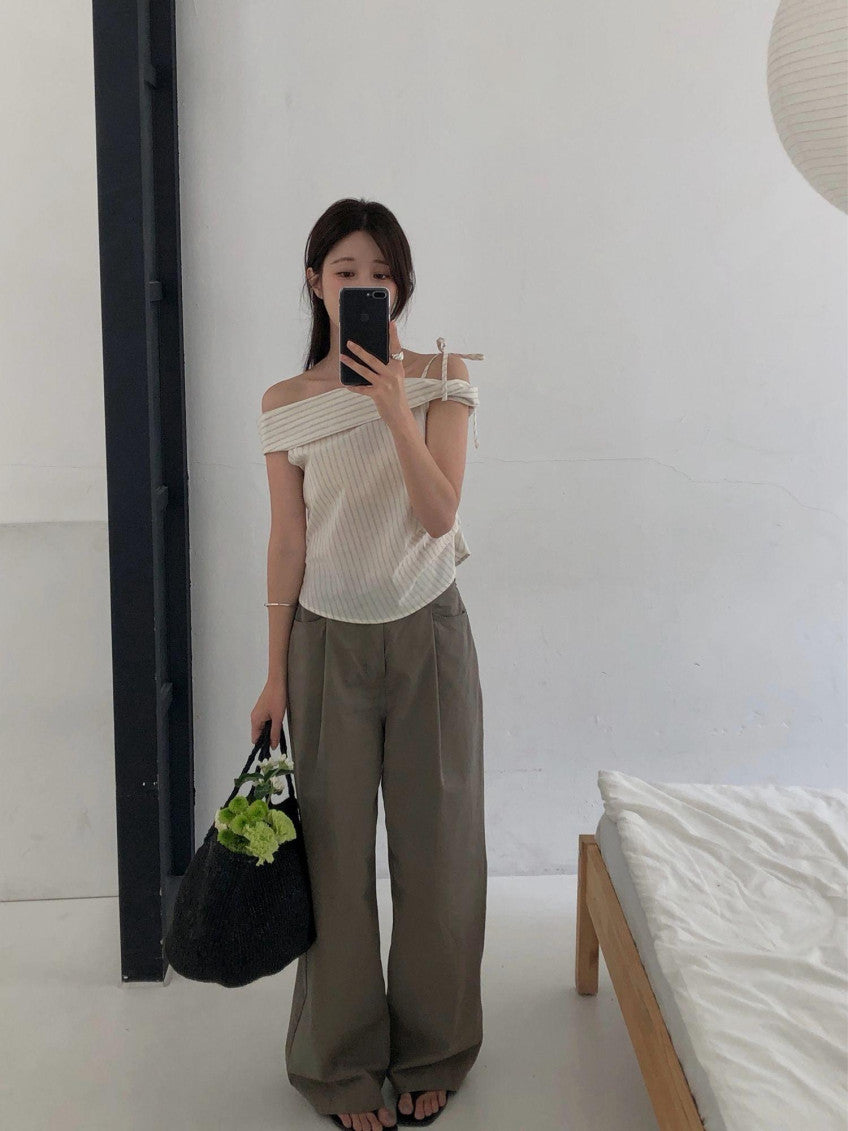 pintuck wide pants-3col