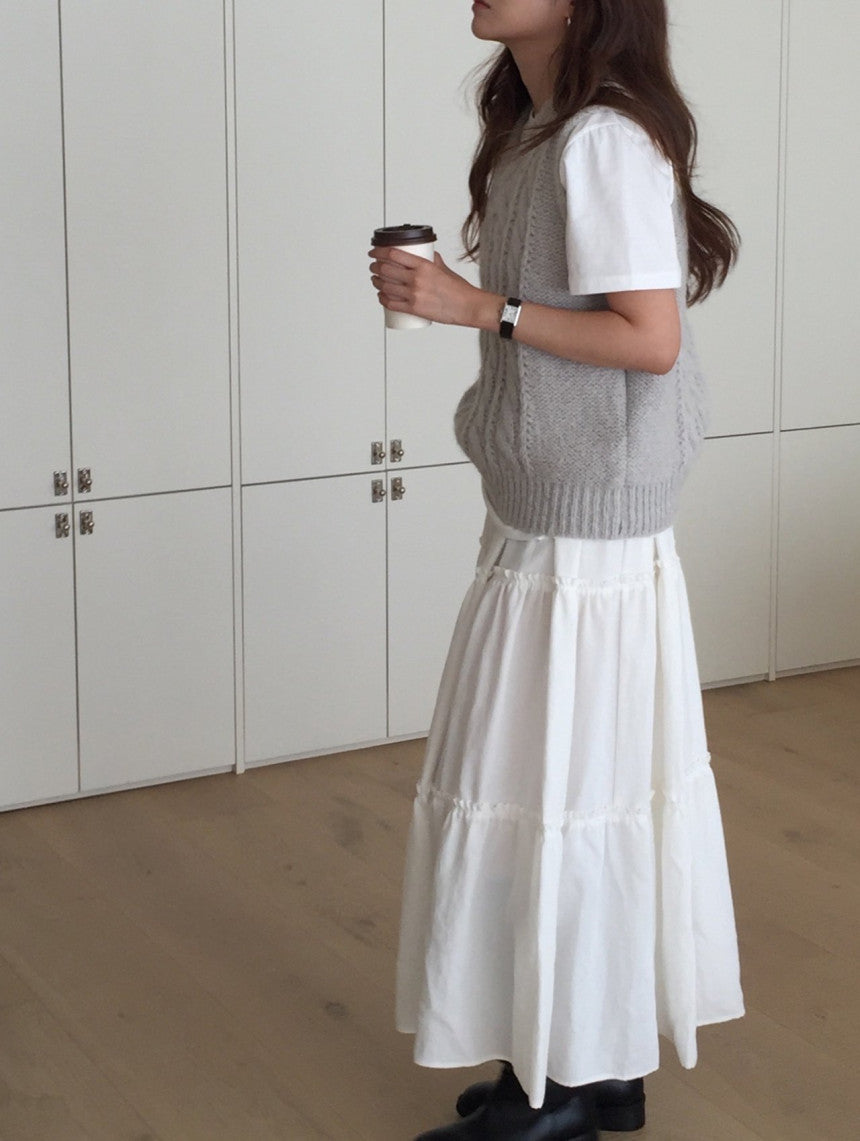 Alpaca canle v neck vest-2col