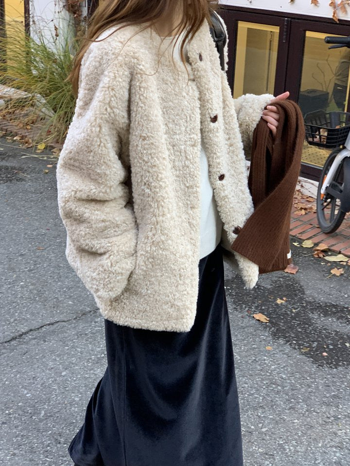 Lozan round neck fur jacket