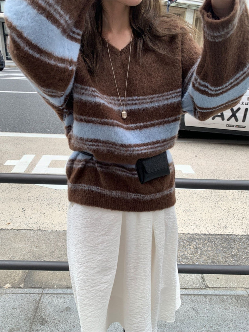 multi-v brush knit-2col