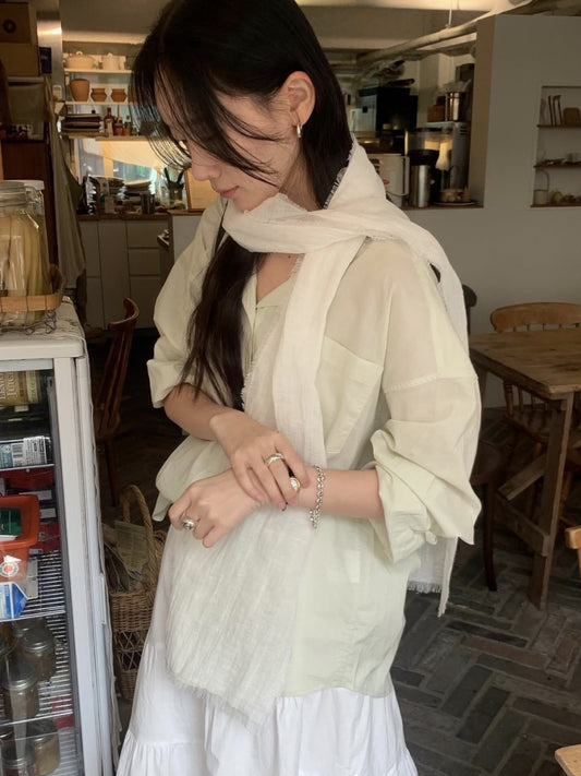 linen fringe scarf-4col